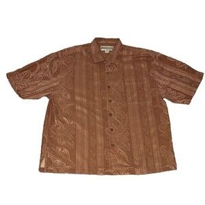 Jamaica Jaxx Hawaiian Shirt XL‎ Silk Camp Floral Tiki Aloha Button Orange